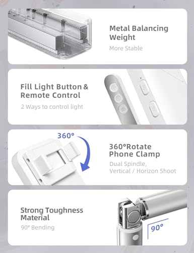 MobiStand - Content Creator Tool - Mobile Phone Stand And Holder For Video Recording With Light