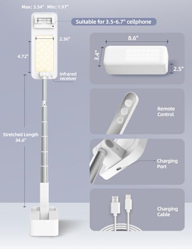 MobiStand - Content Creator Tool - Mobile Phone Stand And Holder For Video Recording With Light